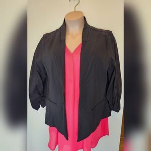 Torrid Black Blazer Ruched Quarter Sleeve